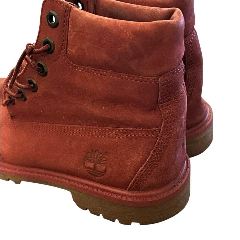 Timberland Women's 6” Premium BURGUNDY Nubuck leather work boot size 7 - Picture 4 of 7